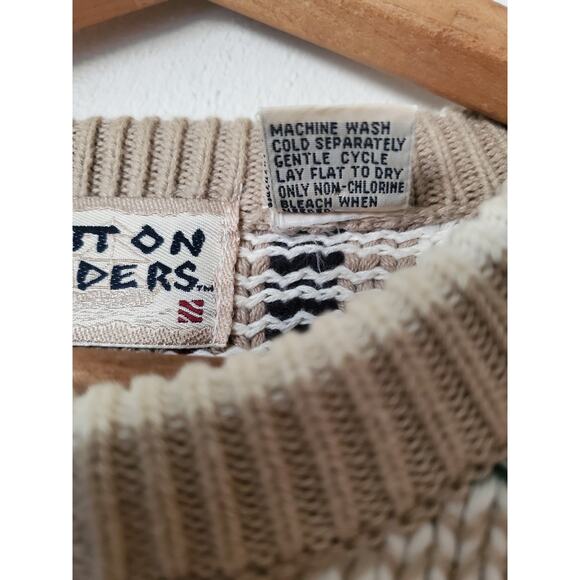 VTG 90s Cotton Traders Knit Mens Size M Multicolor Stripes Grandpa Cosby Sweater - Picture 8 of 12